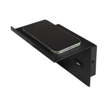Настенный точечный светильник с полкой и зарядным устройством USB 1xG9/35W/230V черный/золотистый