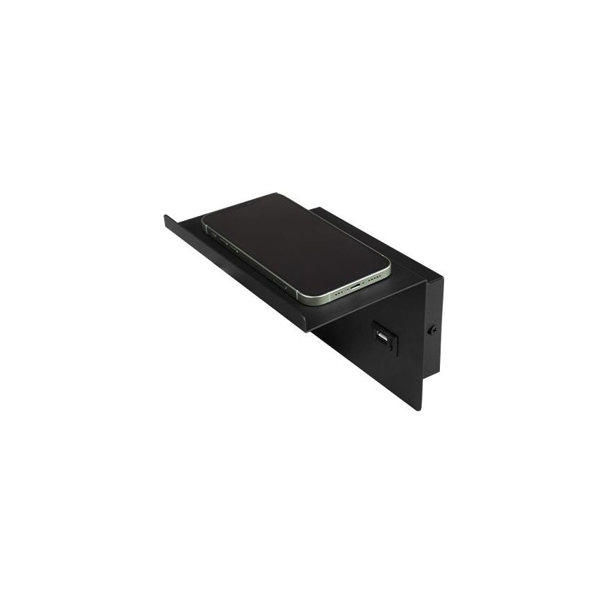 Настенный точечный светильник с полкой и зарядным устройством USB 1xG9/35W/230V черный/золотистый