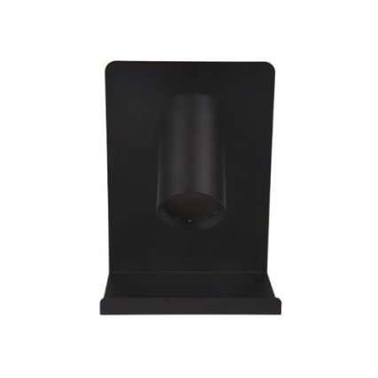 Настенный точечный светильник с полкой и зарядным устройством USB 1xGU10/35W/230V черный