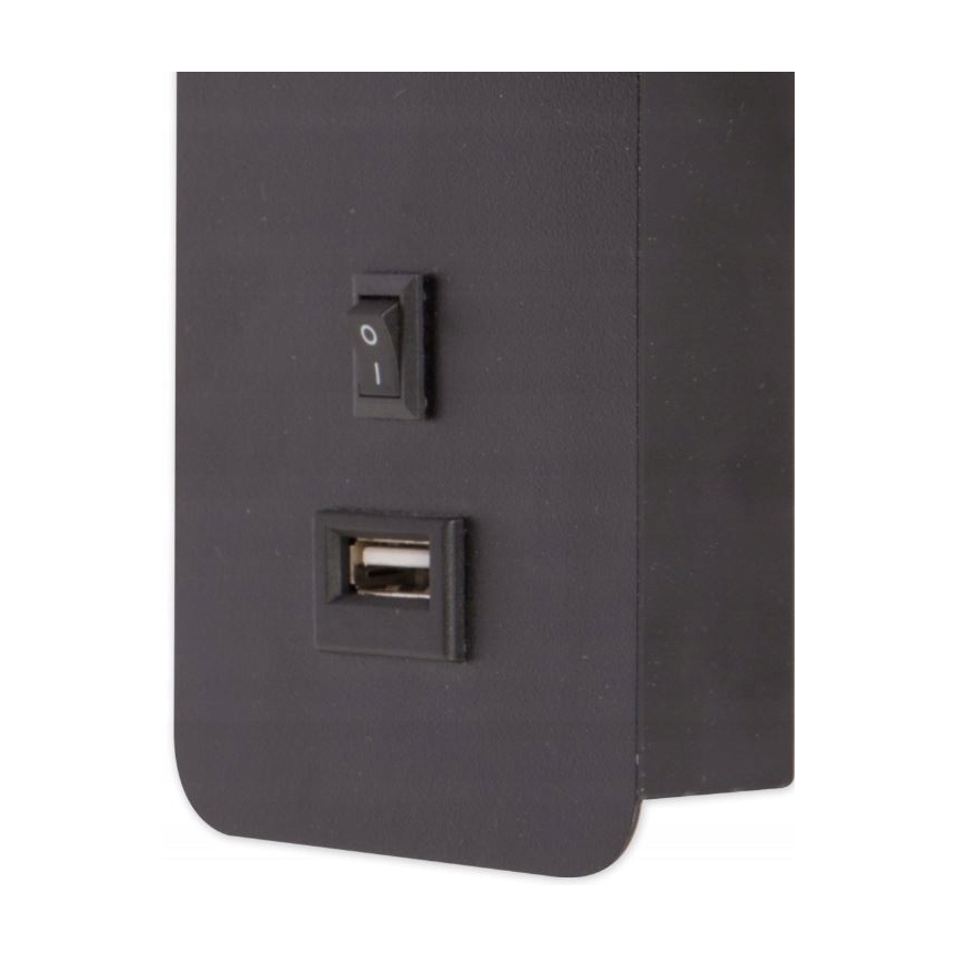 Настенный точечный светильник с USB зарядкой 1xGU10/35W/230V черный