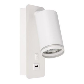 Настенный точечный светильник с зарядным устройством USB 1xGU10/35W/230V белый