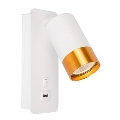 Настенный точечный светильник с зарядным устройством USB 1xGU10/35W/230V белый/золотой