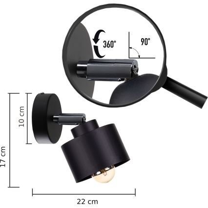 Настенный точечный светильник SIMPLY BLACK 1xE27/60W/230V