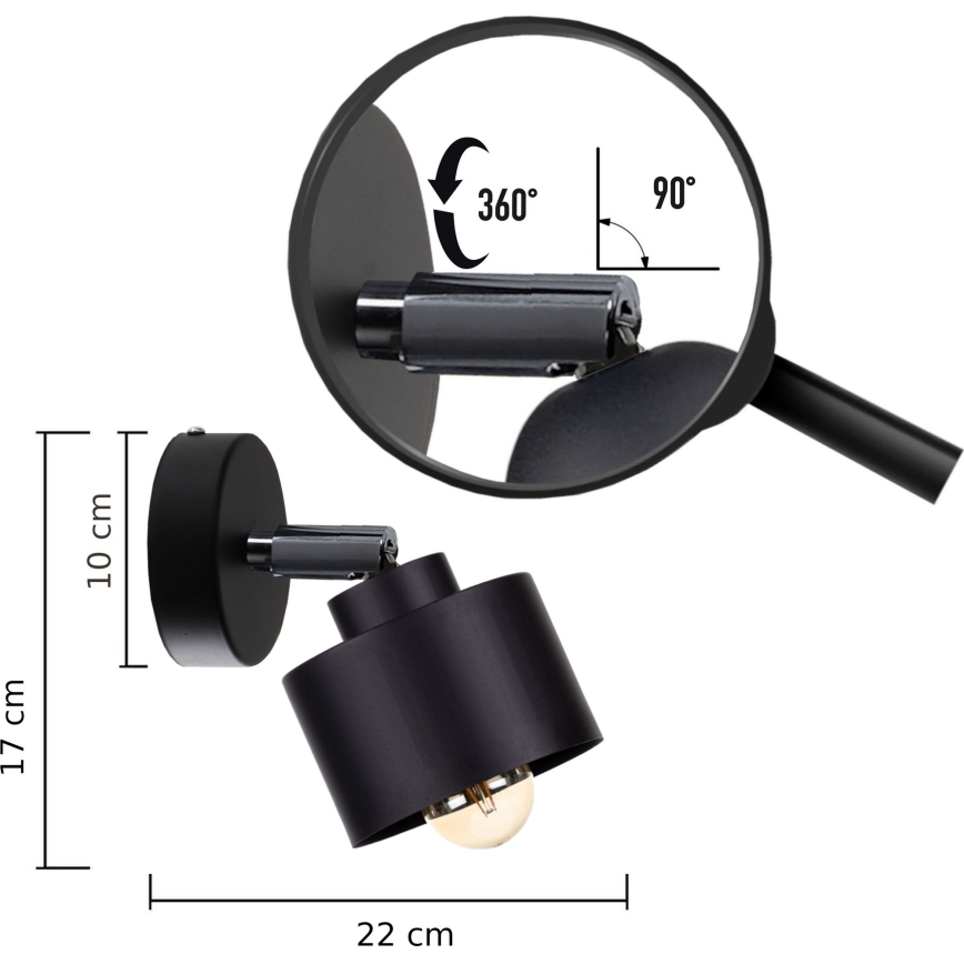 Настенный точечный светильник SIMPLY BLACK 1xE27/60W/230V