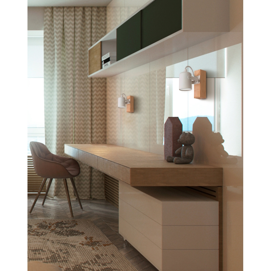 Настенный точечный светильник 1xGU10/50W/230V бук/белый