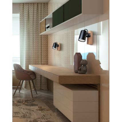 Настенный точечный светильник 1xGU10/50W/230V бук/черный