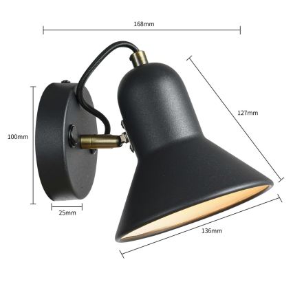 Настенный точечный светильник ASTAMA 1xE27/40W/230V чёрный/латунь