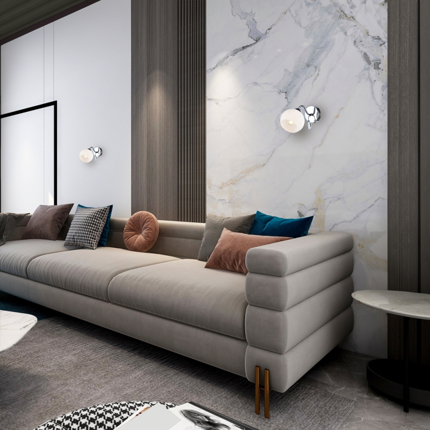 Настенный точечный светильник CONNOR 1xE27/15W/230V блестящий хром/белый