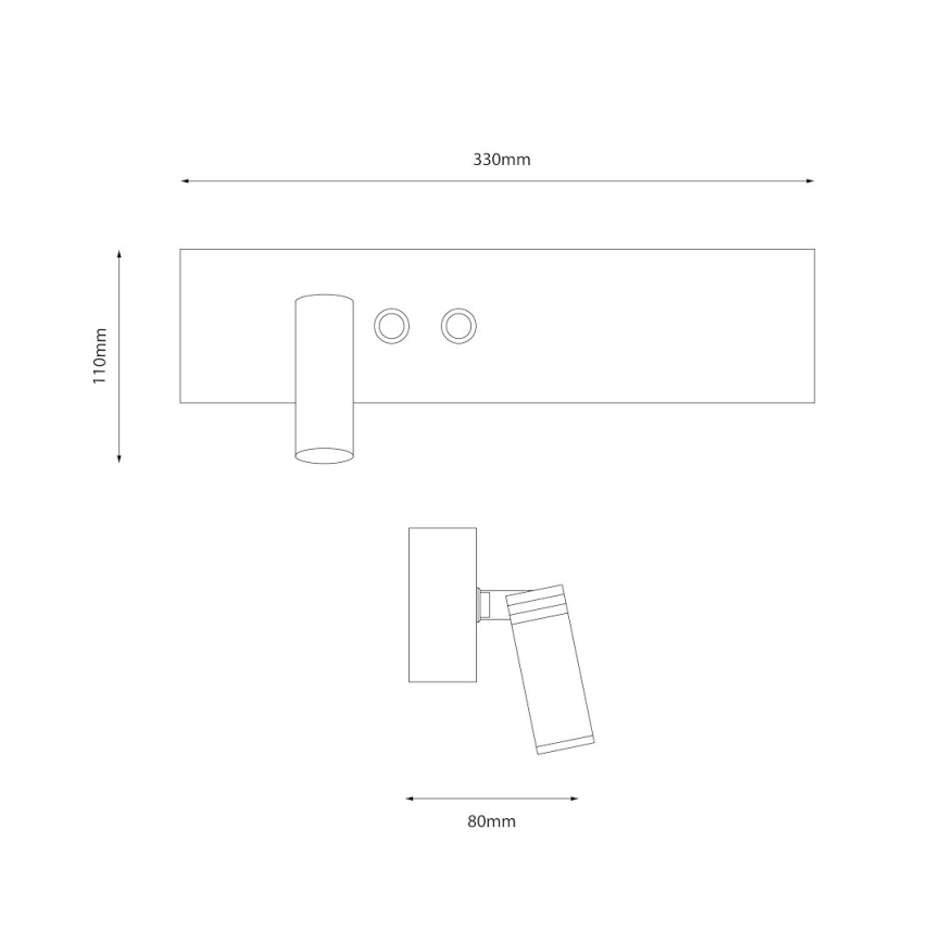 Настенный точечный светильник RESORT LED/10W/230V + LED/3W, черный, левый
