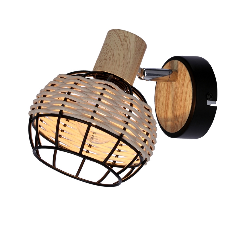 Настенный точечный светильник TAJGA 1xE14/40W/230V ротанг/черный