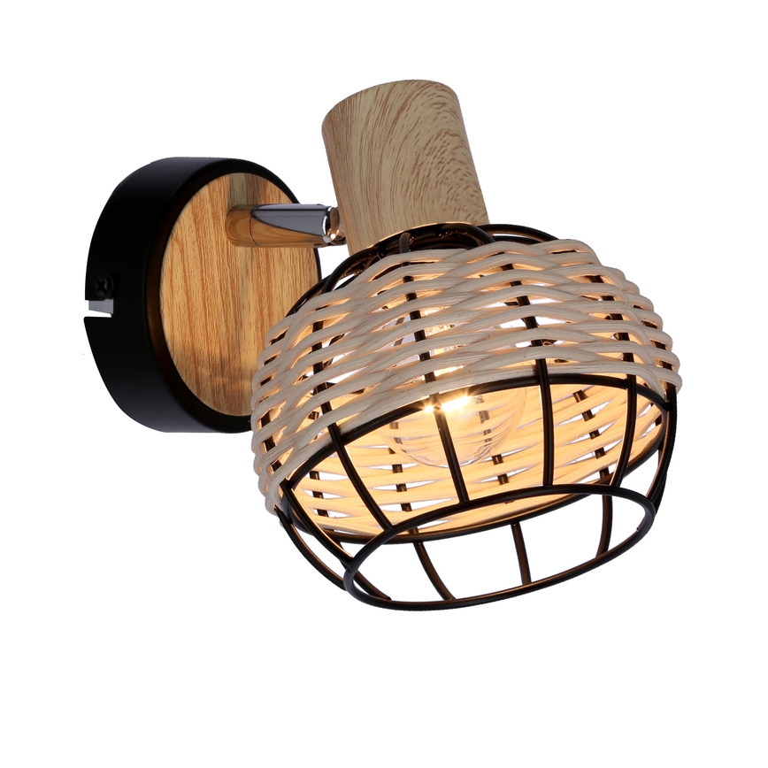 Настенный точечный светильник TAJGA 1xE14/40W/230V ротанг/черный