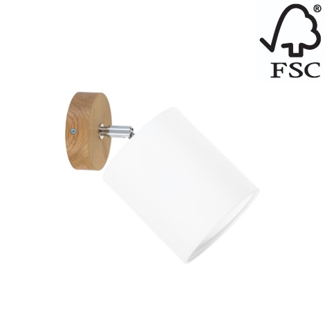 Настенный точечный светильник APRILLIA 1xE27/25W/230V дуб/белый - сертифицировано FSC