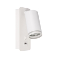 Настенный точечный светильник с зарядным устройством USB 1xGU10/35W/230V белый