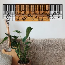 Настенное украшение 100x30 см пианино дерево/металл