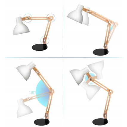 Настільна лампа 1xE27/40W/230V біла/чорна