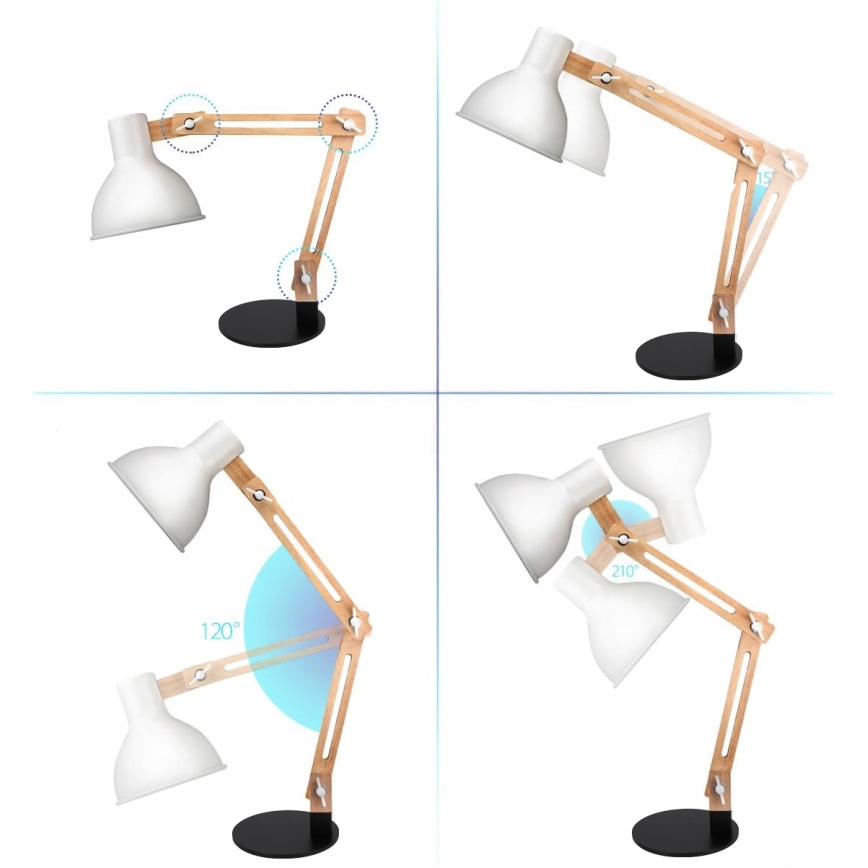 Настільна лампа 1xE27/40W/230V біла/чорна