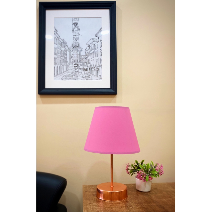 Настільна лампа 1xE27/60W/230V рожевий/мідний