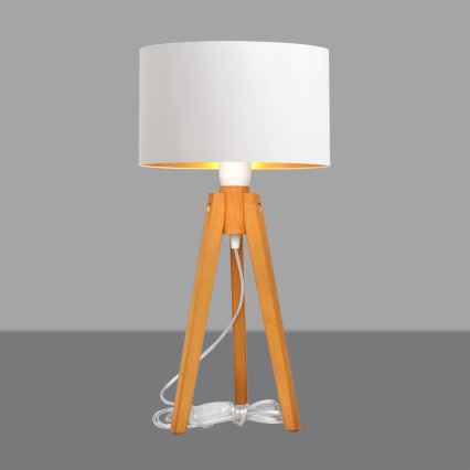 Настільна лампа ALBA 1xE27/15W/230V білий/золотий/дуб