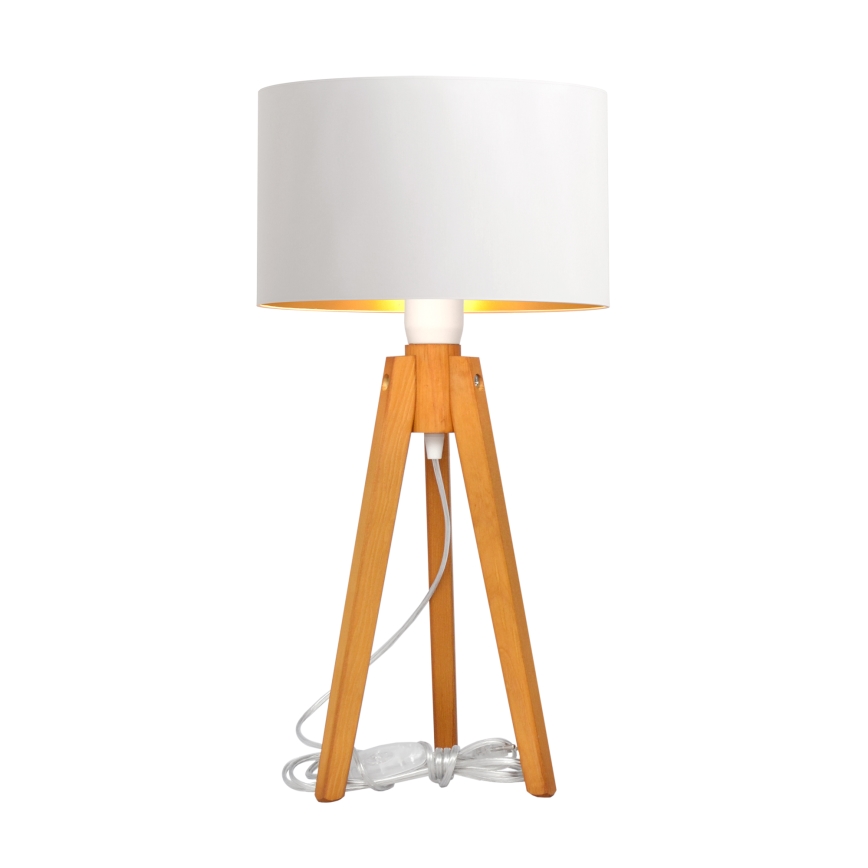 Настільна лампа ALBA 1xE27/15W/230V білий/золотий/дуб