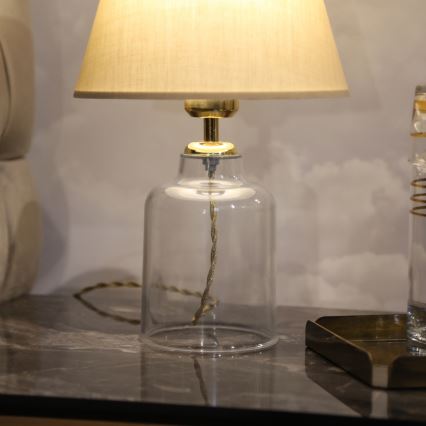 Настільна лампа AYD 1xE27/40W/230V бежева/прозора