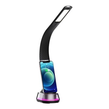 Настільна лампа LED RGB з регулюванням яскравості та бездротовою зарядкою CORELLA LED/7W/12/230V чорна