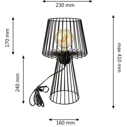Настільна лампа TORRI 1xE27/15W/230V чорний