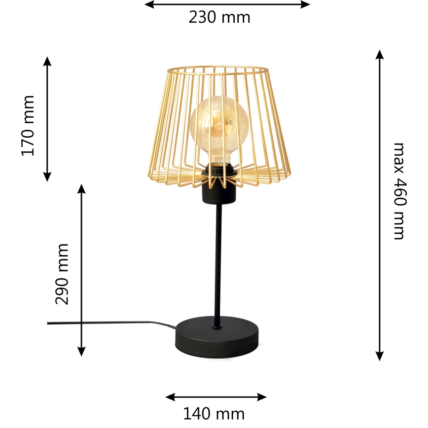 Настільна лампа TORRI 1xE27/15W/230V золотий/чорний