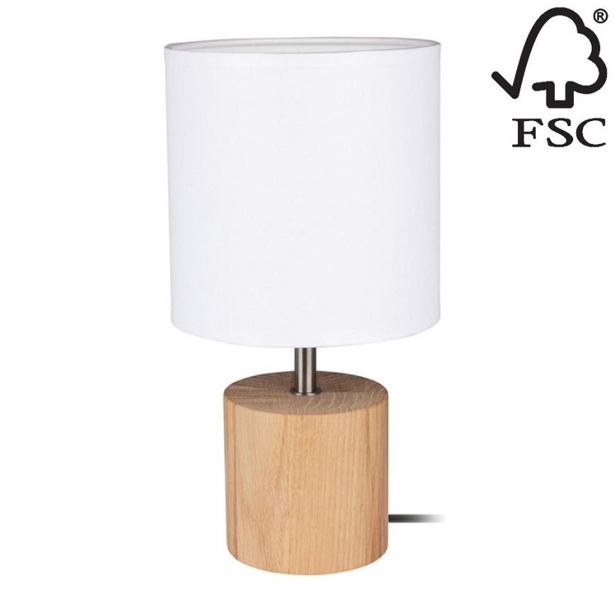Настільна лампа TRONGO ROUND 1xE27/25W/230V дуб – сертифіковано FSC