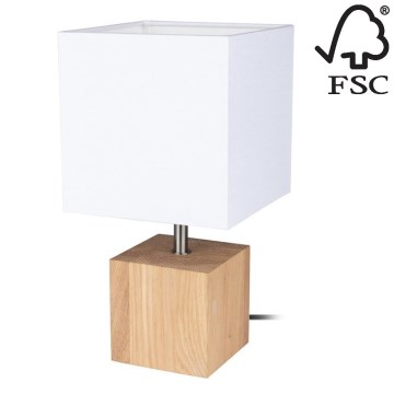 Настільна лампа TRONGO SQUARE 1xE27/25W/230V дуб – сертифіковано FSC