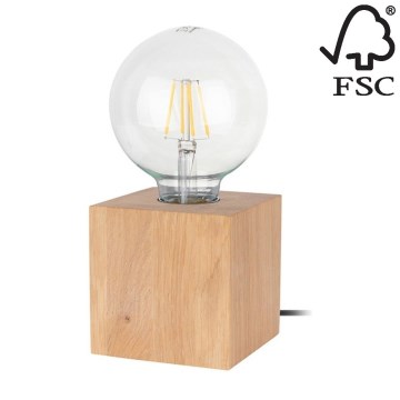 Настільна лампа TRONGO SQUARE 1xE27/25W/230V дуб – сертифіковано FSC