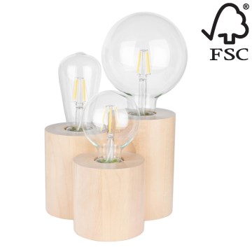 Настільна лампа VINCENT 3xE27/15W/230V береза – сертифіковано FSC