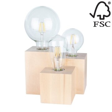 Настільна лампа VINCENT 3xE27/15W/230V береза – сертифіковано FSC