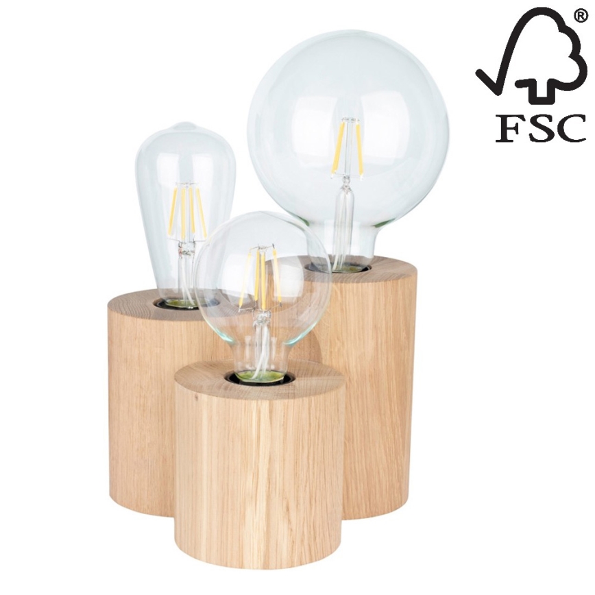 Настільна лампа VINCENT 3xE27/15W/230V дуб – сертифіковано FSC