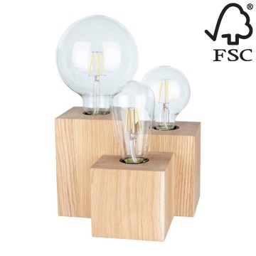 Настільна лампа VINCENT 3xE27/15W/230V дуб – сертифіковано FSC