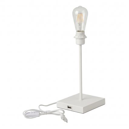 Настільна лампа з USB-портом 1xE27/15W/230V біла