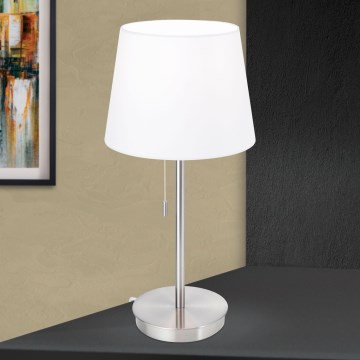 Настільна лампа з USB-портом LUDWIG 1xE27/40W/230V 50 см білий/матовий хром