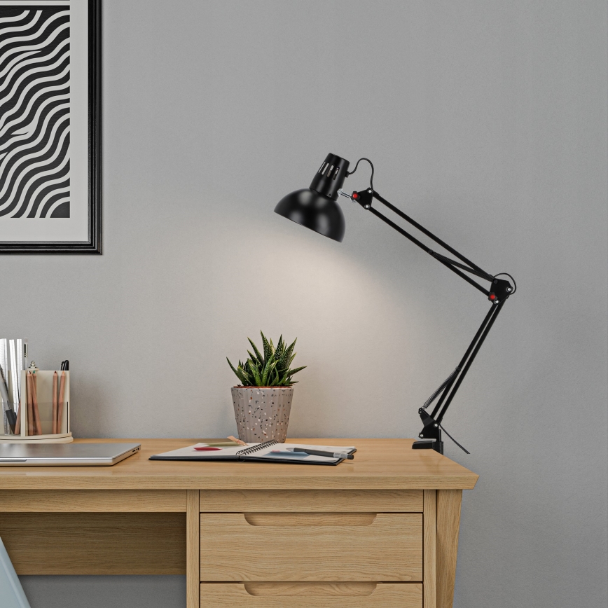 Настільна лампа з кліпсою 1xE27/60W/230V чорна