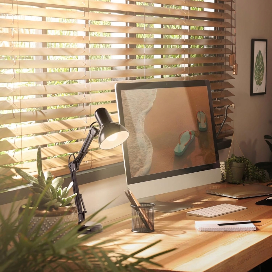 Настільна лампа з кліпсою 2-в-1 1xE27/60W/230V чорна