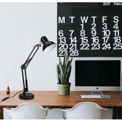 Настільна лампа з кліпсою 2-в-1 1xE27/60W/230V чорна