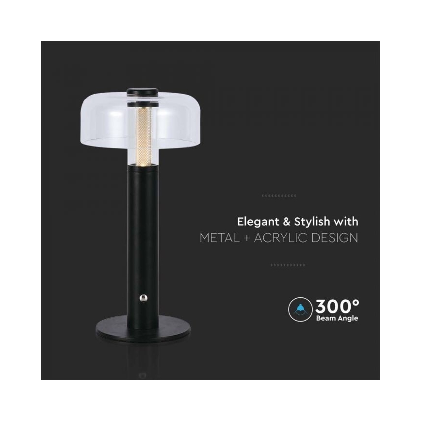 Світлодіодна регульована за яскравістю акумуляторна настільна лампа з сенсорним керуванням LED/1W/5V 3000K 1800 mAh чорна