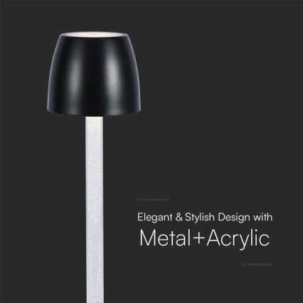 Світлодіодна регульована заряджальна сенсорна настільна лампа LED/3W/5V 3000K 1800 mAh чорна