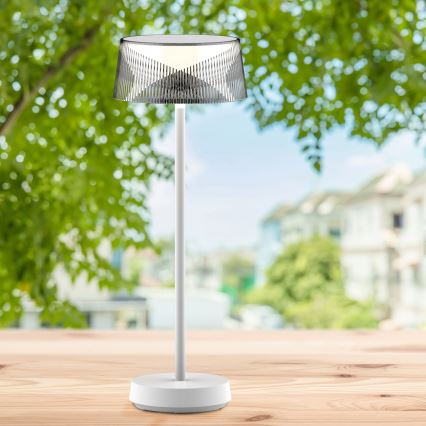 Світлодіодна регульована сенсорна зовнішня настільна лампа CASABLANCA LED/3,4W/5V USB 3600 mAh IP44 біла