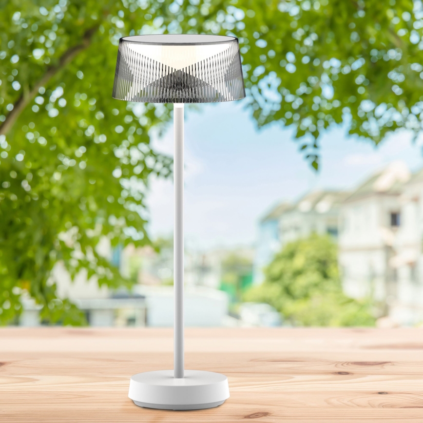 Світлодіодна регульована сенсорна зовнішня настільна лампа CASABLANCA LED/3,4W/5V USB 3600 mAh IP44 біла