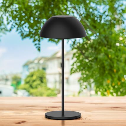 Світлодіодна регульована сенсорна зовнішня настільна лампа TANZANIA LED/1,8W/5V USB 1800 мАг IP44 чорна