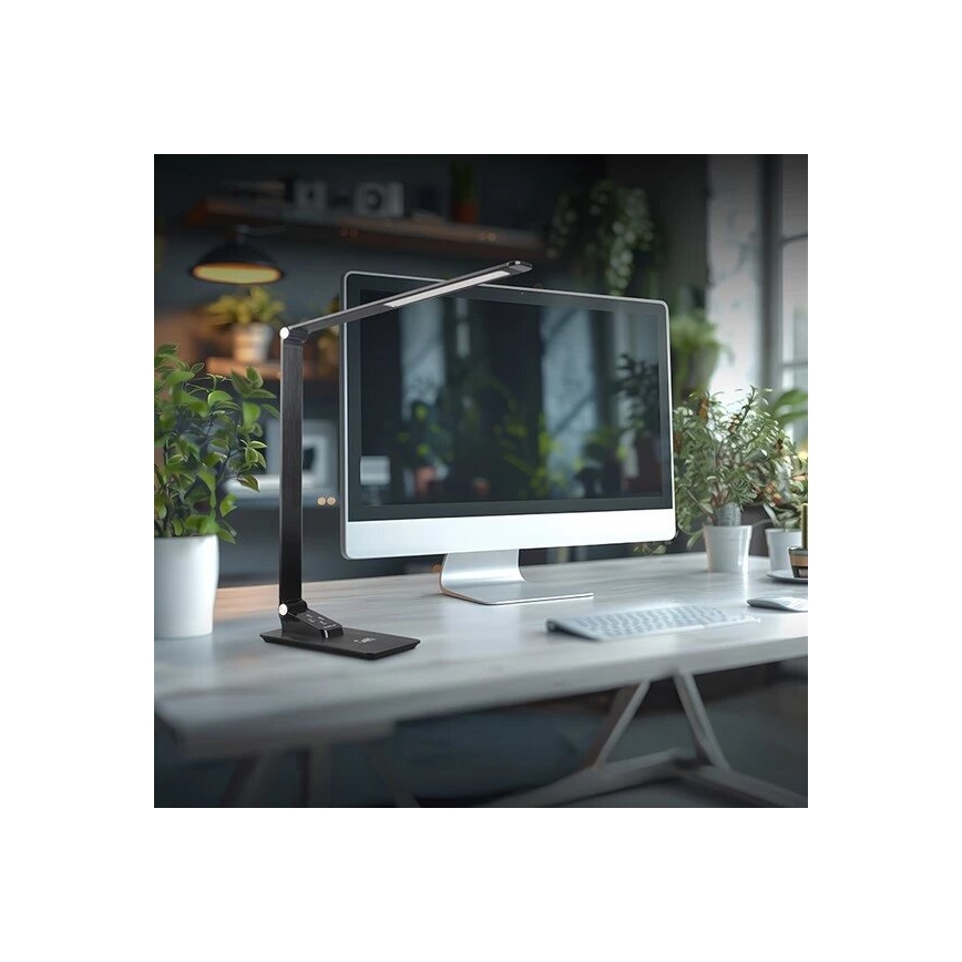 Настільна лампа з LED, регульованою яскравістю, з USB LED/7W/230V 3000K/4000K/5500K чорна
