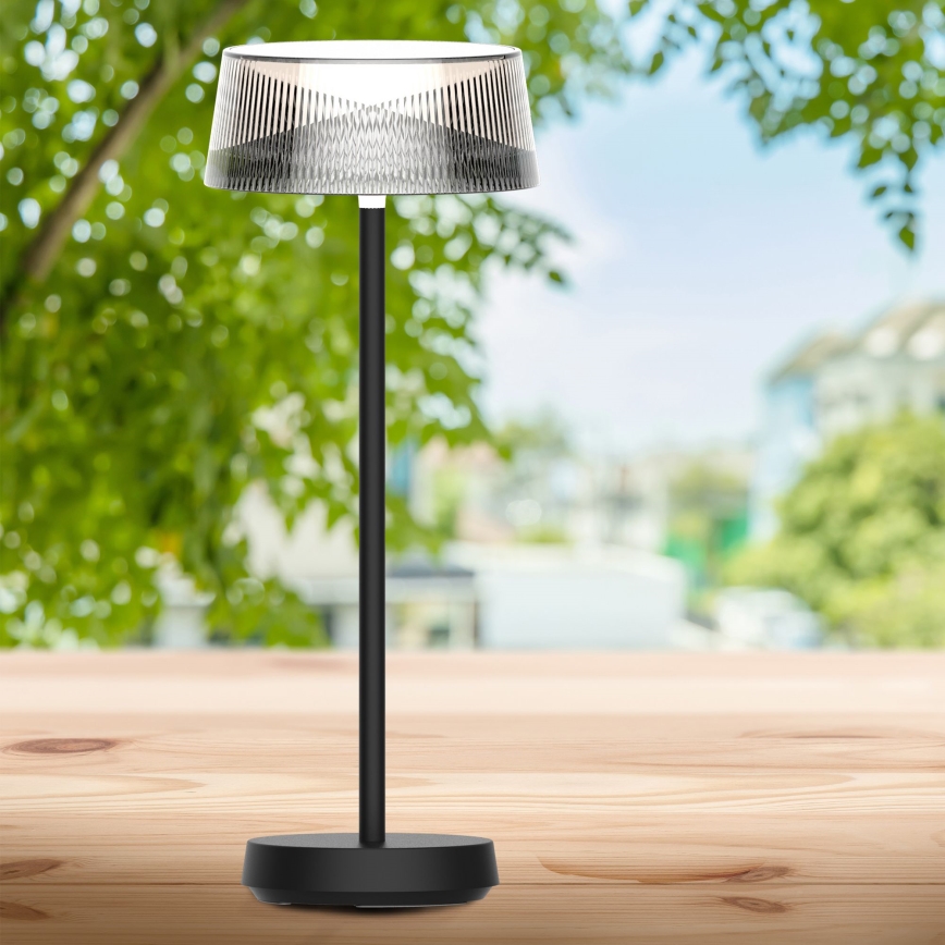 LED Сенсорна вулична настільна лампа з регулюванням яскравості CASABLANCA LED/3,4W/5V USB 3600 mAh IP44 чорний