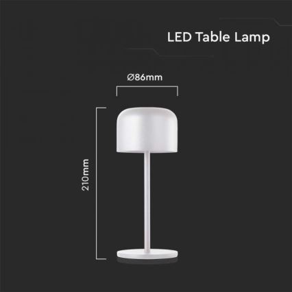 LED Сенсорна настільна акумуляторна лампа з регулюванням яскравості LED/1,5W/5V 2700-5700K IP54 2200 mAh білий