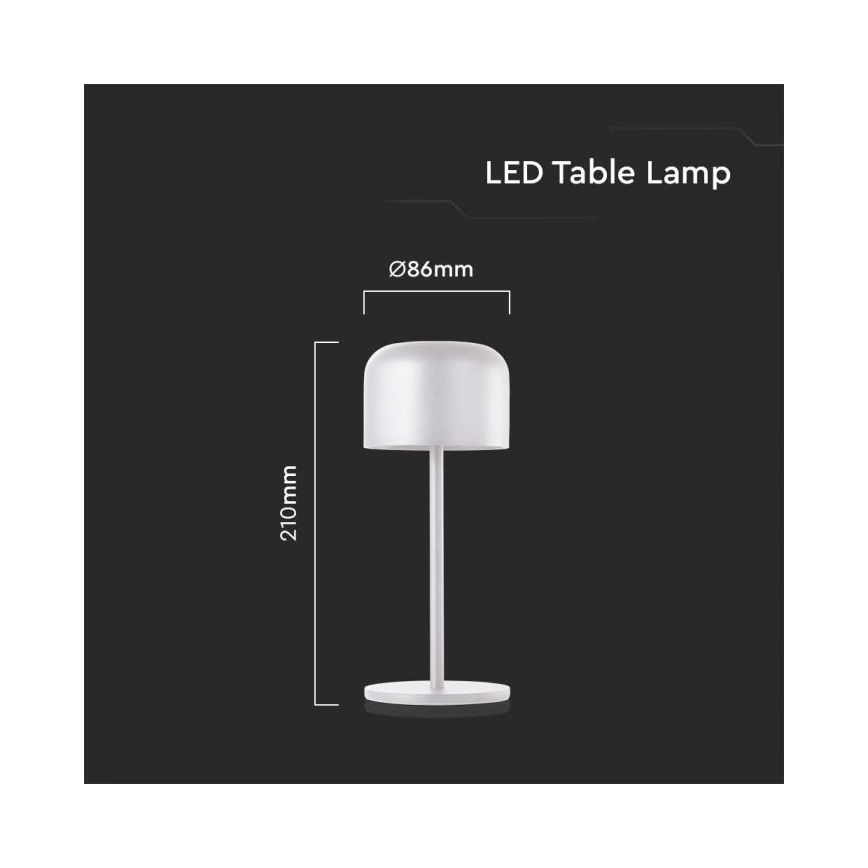 LED Сенсорна настільна акумуляторна лампа з регулюванням яскравості LED/1,5W/5V 2700-5700K IP54 2200 mAh білий