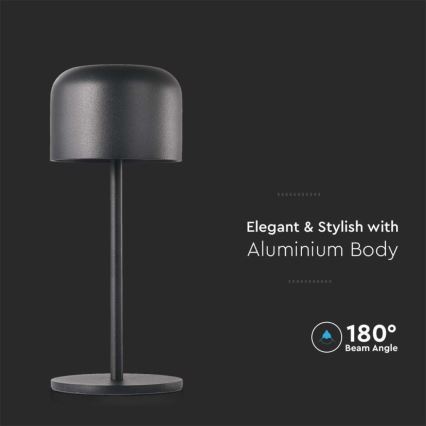 LED Сенсорна настільна акумуляторна лампа з регулюванням яскравості LED/1,5W/5V 2700-5700K IP54 2200 mAh чорний