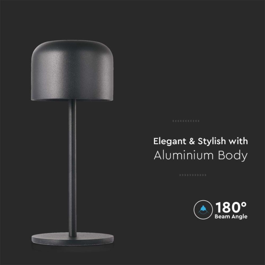 LED Сенсорна настільна акумуляторна лампа з регулюванням яскравості LED/1,5W/5V 2700-5700K IP54 2200 mAh чорний